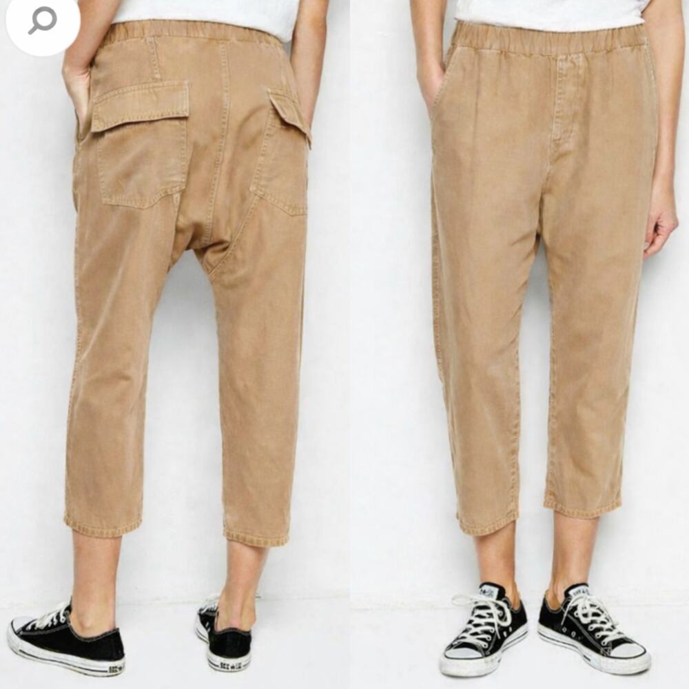 Nili Lotan S Linen Luna $450 Pants Elastic Waist Cotton Slouchy Drop Crotch NWT!